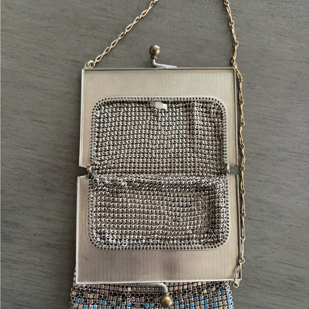 Vintage 1920s ART DECO flapper purse Whiting & Davis enameled mesh handbag purse - Picture 3 of 6